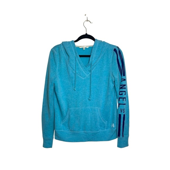 Victoria’s Secret Angel Teal Logo Sleeve Hooded Sweatshirt Xsmall Women’s - Picture 10 of 10